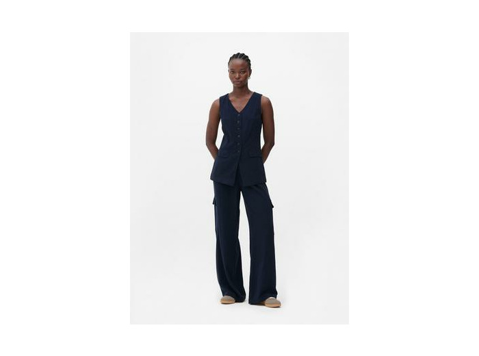 Gilet de costume long en lin