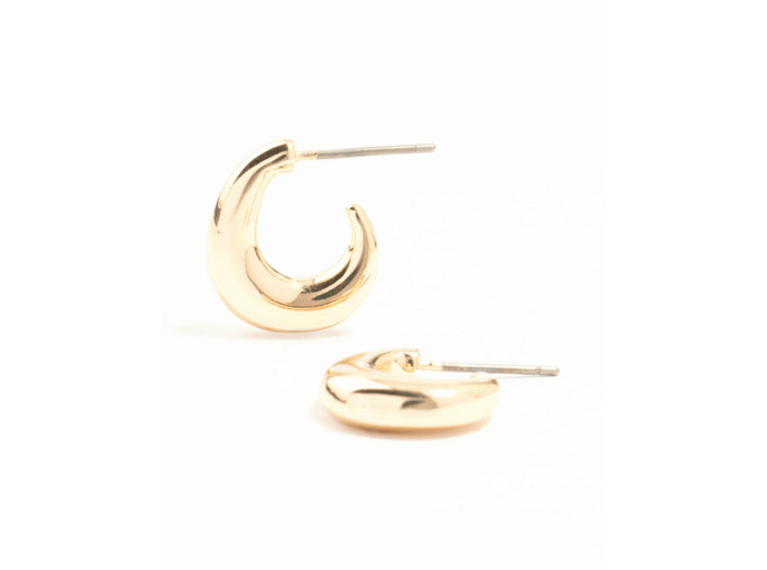 Gold Warped Chunky Huggie Earrings