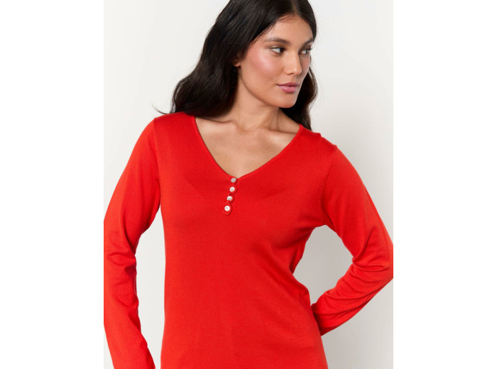 Pull fin uni ROUGE Femme