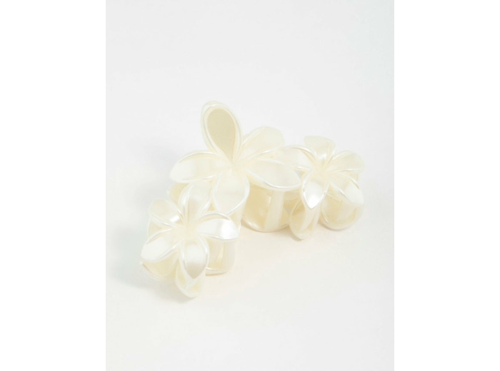 Cream Frangipani Flowers Hair Claw Clip