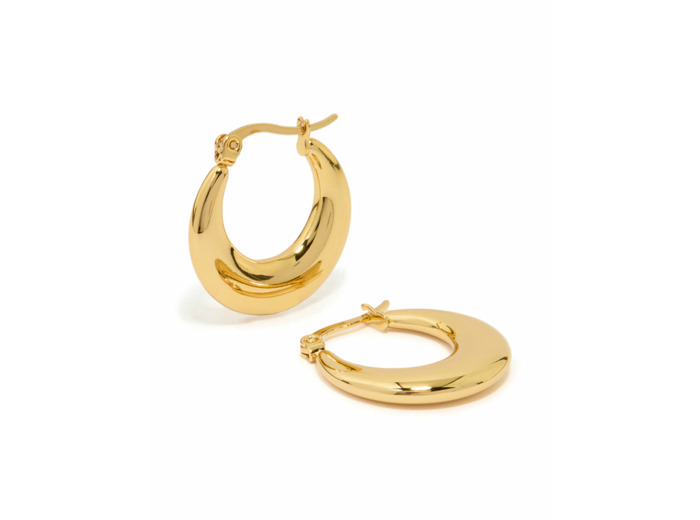 Waterproof Gold Plated Stainless Steel Crescent Hoop Earrings