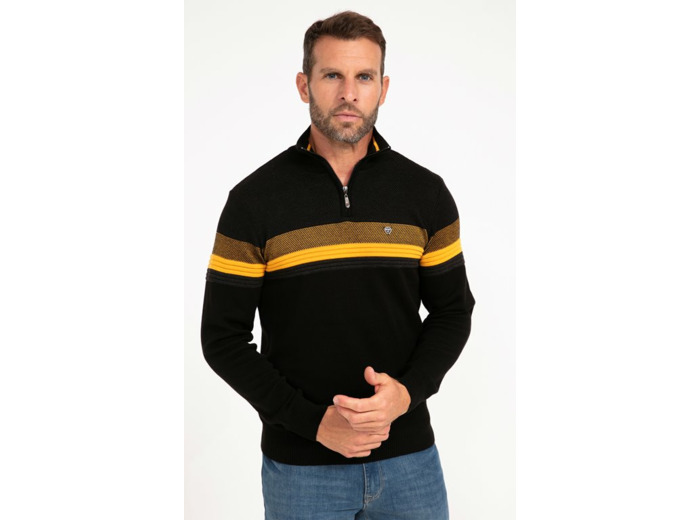 Pull Col Montant Rayé