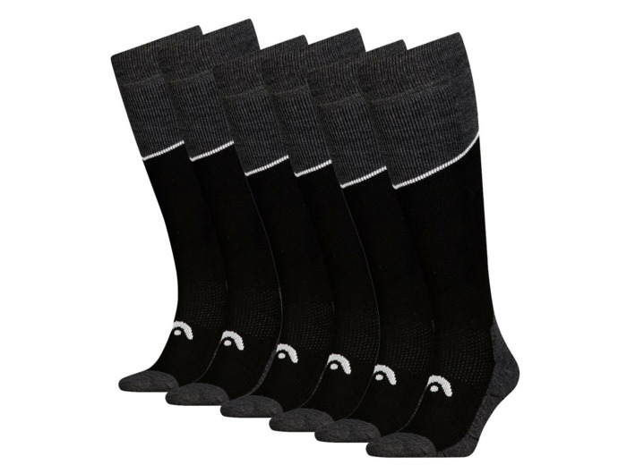 Chaussettes de ski HEAD Kneehigh 6 paires Noir / Gris Mélange