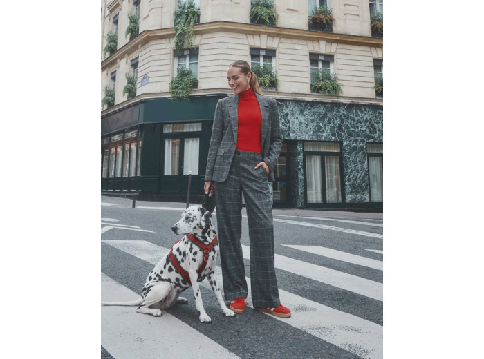 Veste courte Prince de Galles GRIS Femme