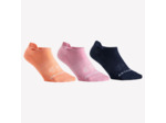 CHAUSSETTES DE SPORT BASSES ARTENGO RS 160 ABRICOT ROSE MARINE LOT DE 3