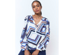 Blouse manches longues imprimé graphique BLANC Femme