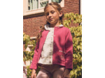 Cardigan rose framboise avec poches fleuries Fille