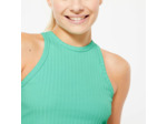 Débardeur CROP TOP Fitness Femme - 520 côtelé vert menthe fraîche