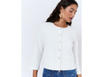 Gilet manches 3/4 uni BLANC Femme