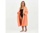 Peignoir de bain compact femme à capuche en microfibre corail