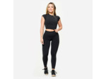 Crop top seamless de musculation femme, noir