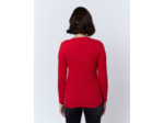 T-Shirt manches longues en mélange coton uni ROUGE Femme