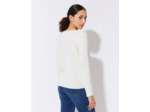 Pull épais contenant de la laine uni décoré ECRU Femme