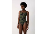 Maillot de bain 1 pièce gainant encolure carrée à motif