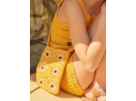 Sac besace en crochet jaune moutarde
