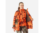 Veste chasse femme 3 en 1 chaude imperméable silencieuse camouflage fluo 500