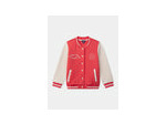 Veste teddy rouge corail avec broderie florale pour filles