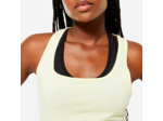 Débardeur slim col rond fitness femme, jaune vanille