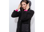 Manteau bi-matière uni NOIR Femme
