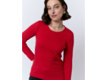 T-Shirt manches longues en mélange coton uni ROUGE Femme