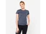 T-shirt manches courtes fitness cardio femme Gris chiné