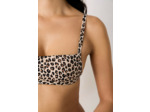 Bandeau haut de maillot à nouer imprimé léopard