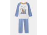 Pyjama bleu et blanc en velours imprimé tigre Garçon