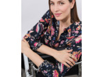 Chemisier manches longues imprimé à fleurs NOIR Femme