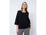Pull épais court en mélange laine uni NOIR Femme