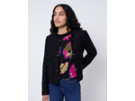Pull épais Jacquard motif fleurs NOIR Femme