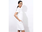 Robe midi jacquard BLANC