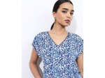 Top manches courtes imprimé à fleurs BLEU Femme
