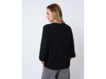 Pull épais court en mélange laine uni NOIR Femme