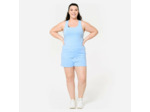 Short de fitness avec poche femme, bleu flocon
