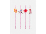 Lot de 4 pailles fantaisie avec animaux tropicaux
