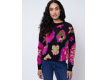 Pull épais Jacquard motif fleurs NOIR Femme