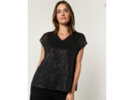 Top manches courtes brillant NOIR Femme