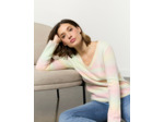 Pull épais contenant de la laine coloris dégradés ROSE Femme