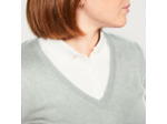 Pull de golf coton col V femme, MW100 Gris