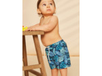 Short de bain bleu marine et vert à imprimé feuillage