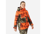 Veste chasse femme 3 en 1 chaude imperméable silencieuse camouflage fluo 500