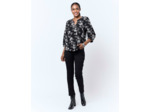 Blouse manches longues imprimé à fleurs NOIR Femme