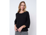 Pull épais court en mélange laine uni NOIR Femme