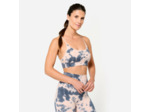 Brassière côtelée sans couture maintien léger Femme, Imprimé rose et bleu