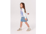 Jupe en denim bleu avec broderies fleuries pour fille