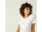 T-shirt fitness manches courtes droit coton col rond femme blanc glacier