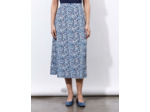 Jupe midi évasée imprimé à fleurs BLEU