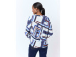 Blouse manches longues imprimé graphique BLANC Femme