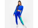 crop top manches longues femme, bleu imprimé
