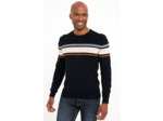 Pull col rond rayé beige stripe